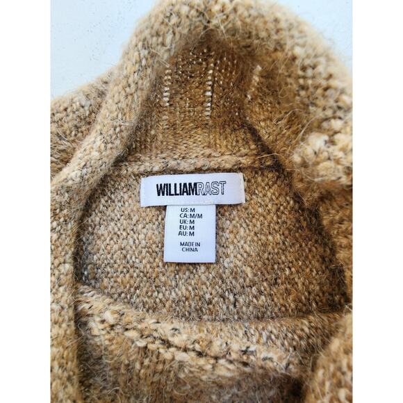 William Rast Sweater Womens Medium Tan Oatmeal Mock Neck Cropped Wool Blend - Picture 7 of 12